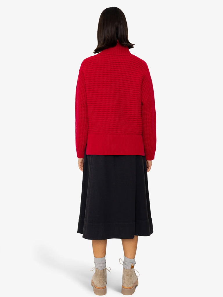 Folk Open Funnel Neck Jumper in Carnation