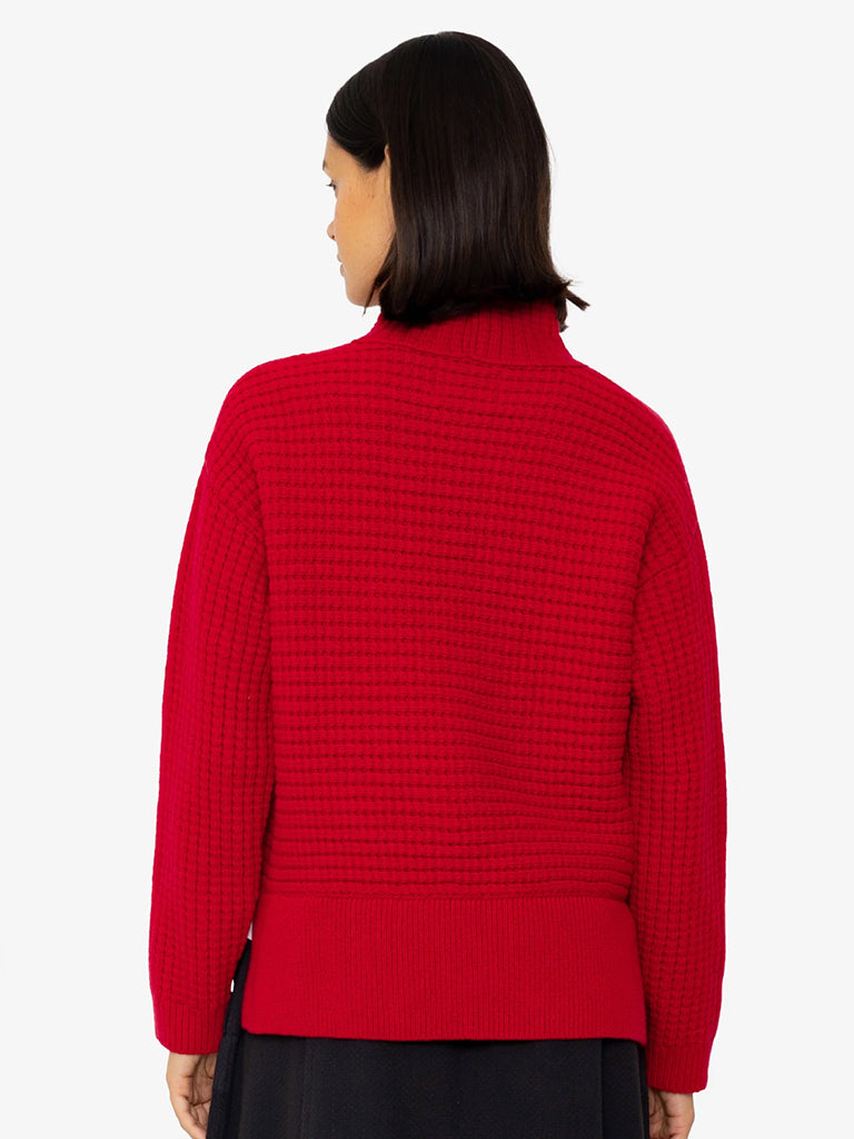 Folk Open Funnel Neck Jumper in Carnation