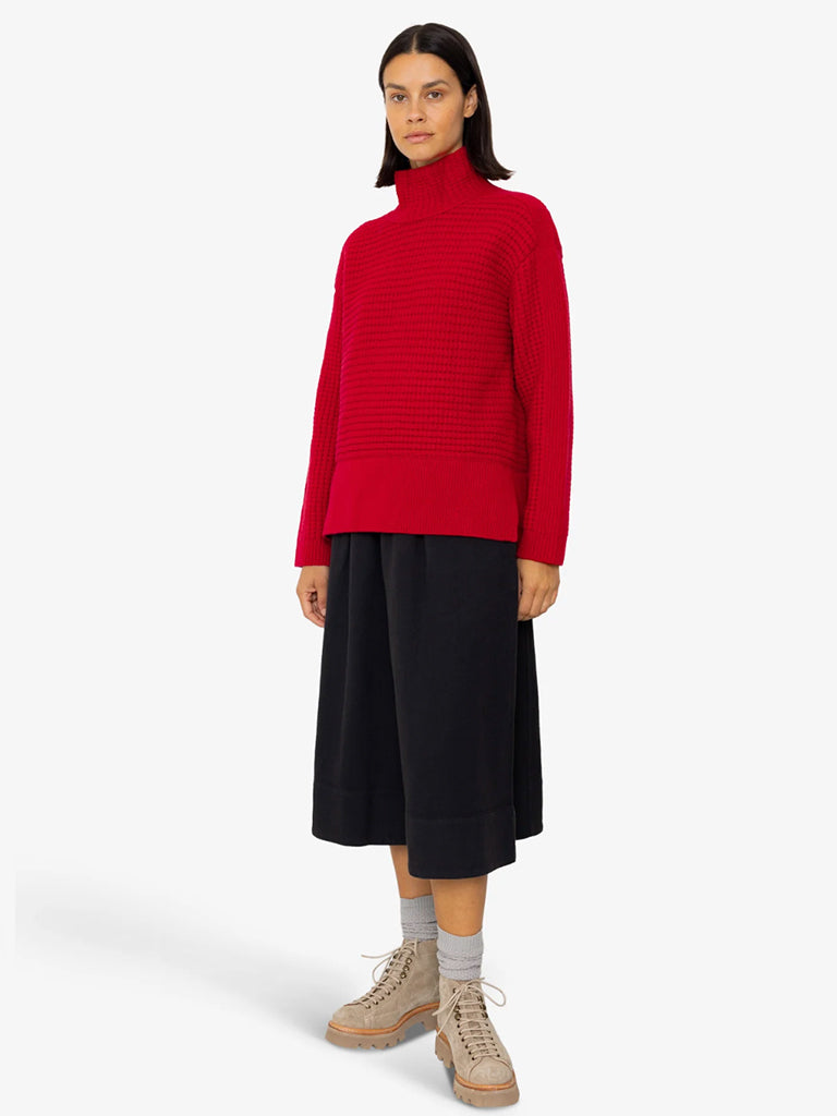 Folk Open Funnel Neck Jumper in Carnation