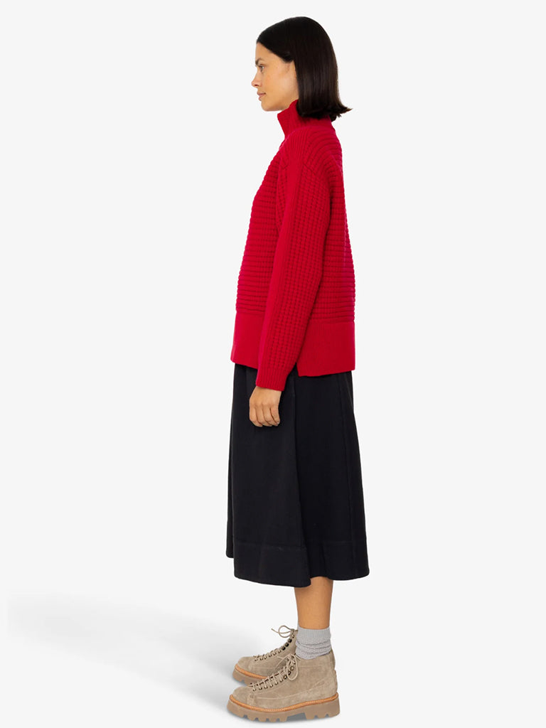 Folk Open Funnel Neck Jumper in Carnation