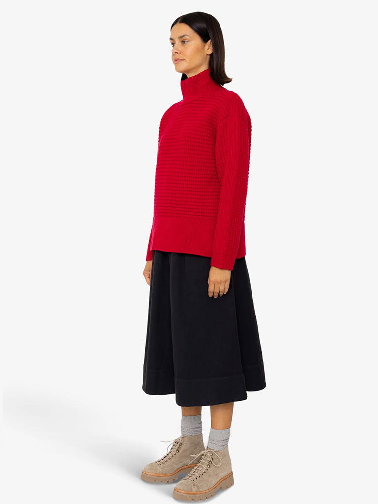 Folk Open Funnel Neck Jumper in Carnation