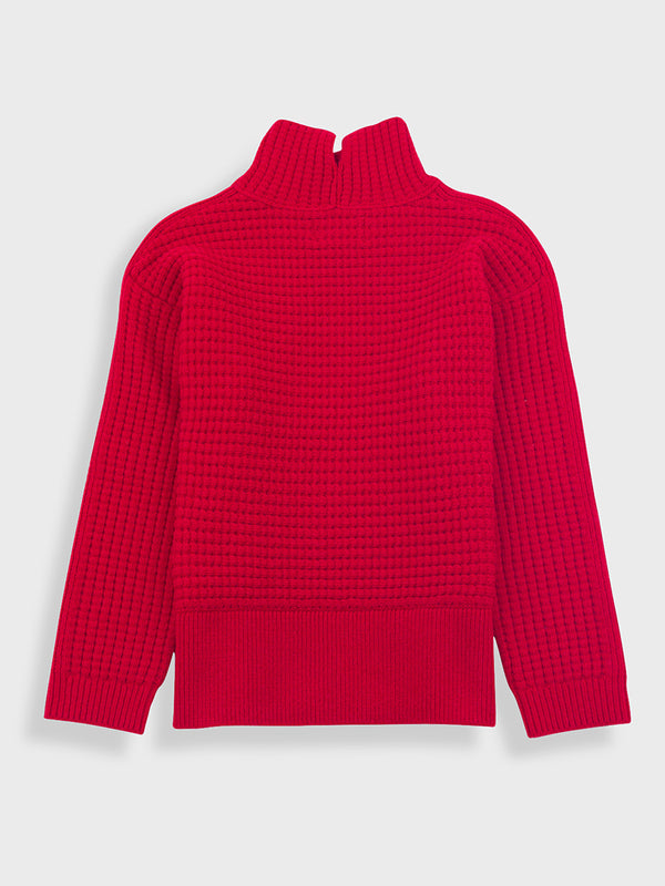 Folk Open Funnel Neck Jumper in Carnation