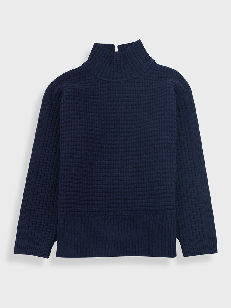 Folk Open Funnel Neck Jumper in Navy