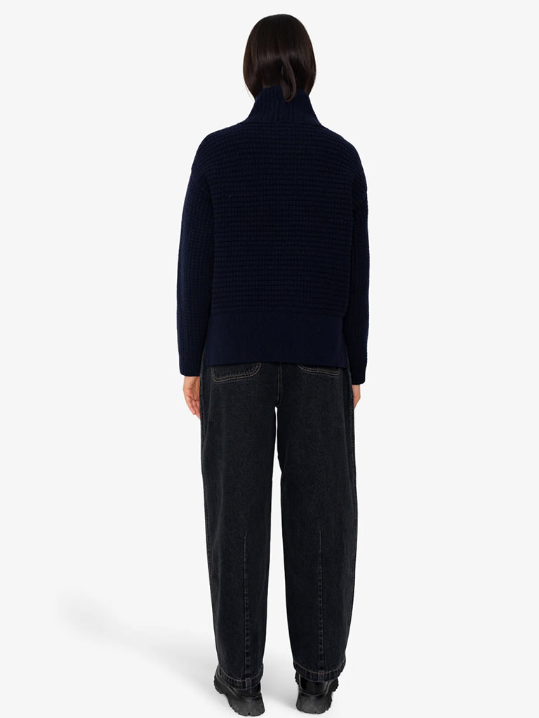 Folk Open Funnel Neck Jumper in Navy