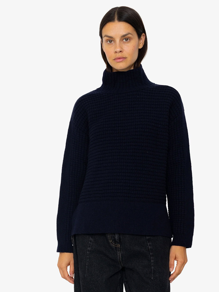 Folk Open Funnel Neck Jumper in Navy