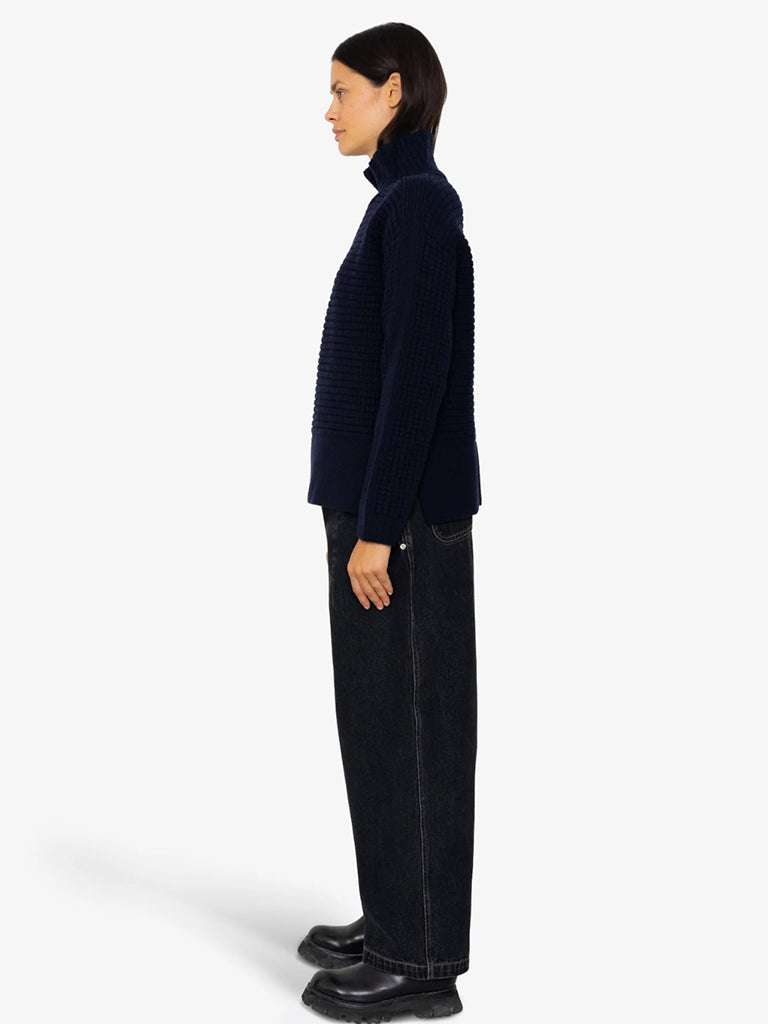Folk Open Funnel Neck Jumper in Navy