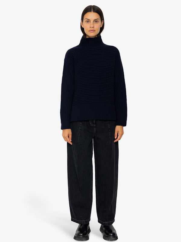 Folk Open Funnel Neck Jumper in Navy