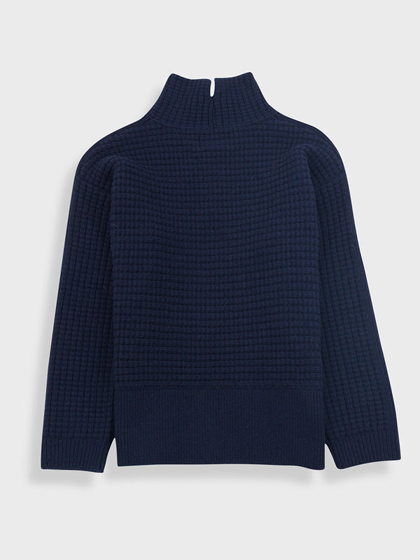 Folk Open Funnel Neck Jumper in Navy