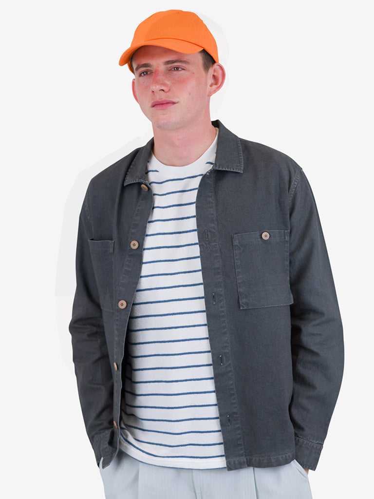 Folk Overshirt in Charcoal Hemp Canvas