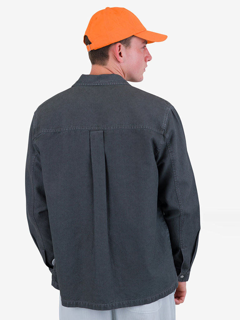 Folk Overshirt in Charcoal Hemp Canvas