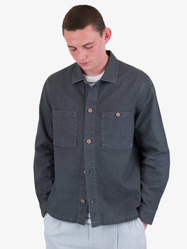 Folk Overshirt in Charcoal Hemp Canvas