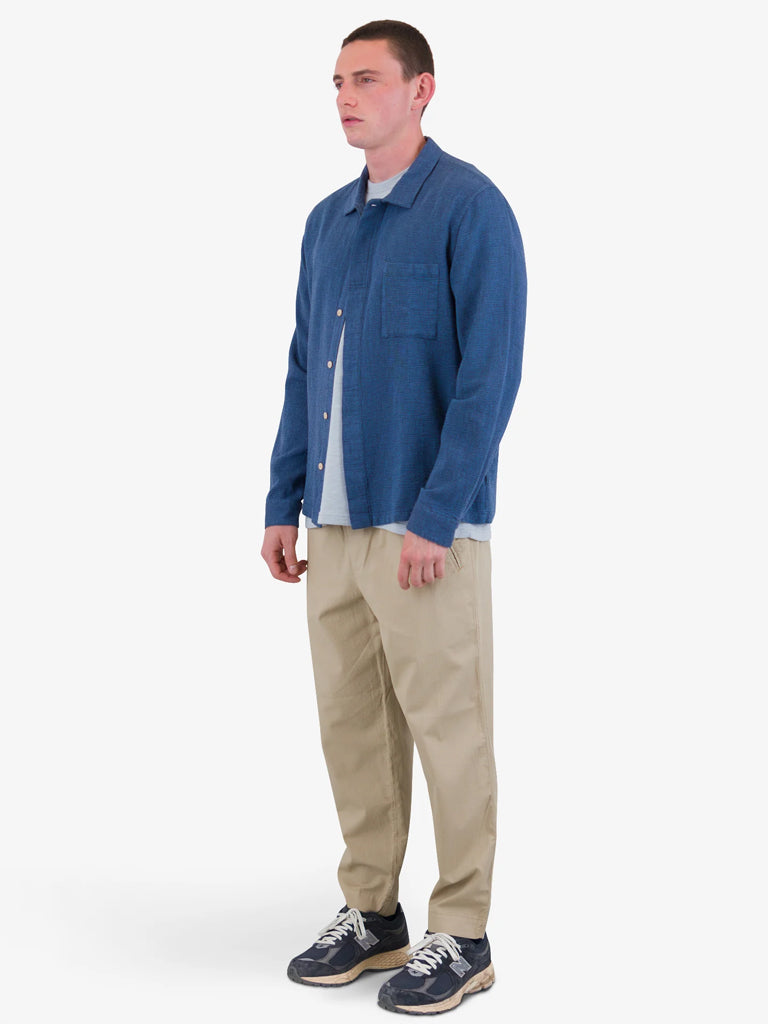 Folk Patch Fit Shirt in Indigo Basketweave