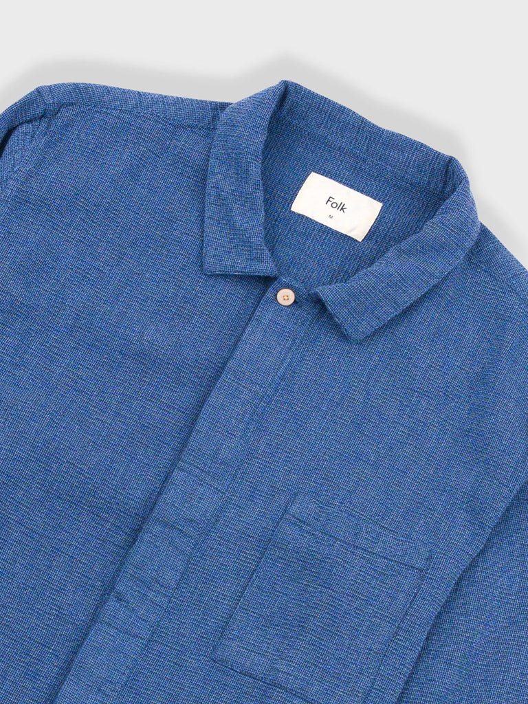 Folk Patch Fit Shirt in Indigo Basketweave