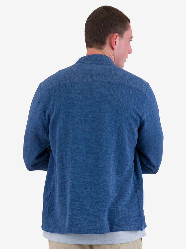 Folk Patch Fit Shirt in Indigo Basketweave