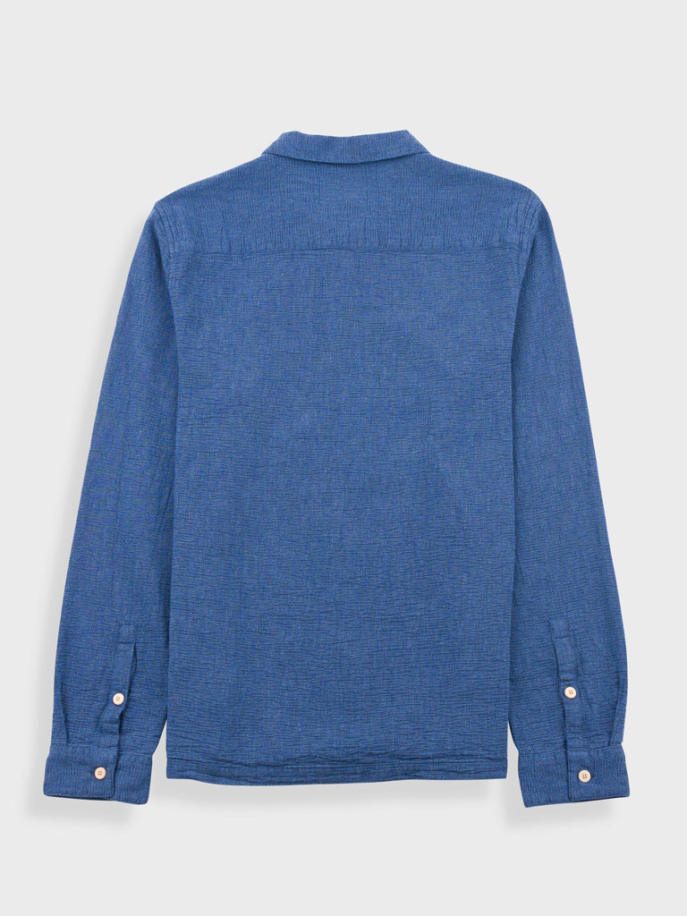 Folk Patch Fit Shirt in Indigo Basketweave