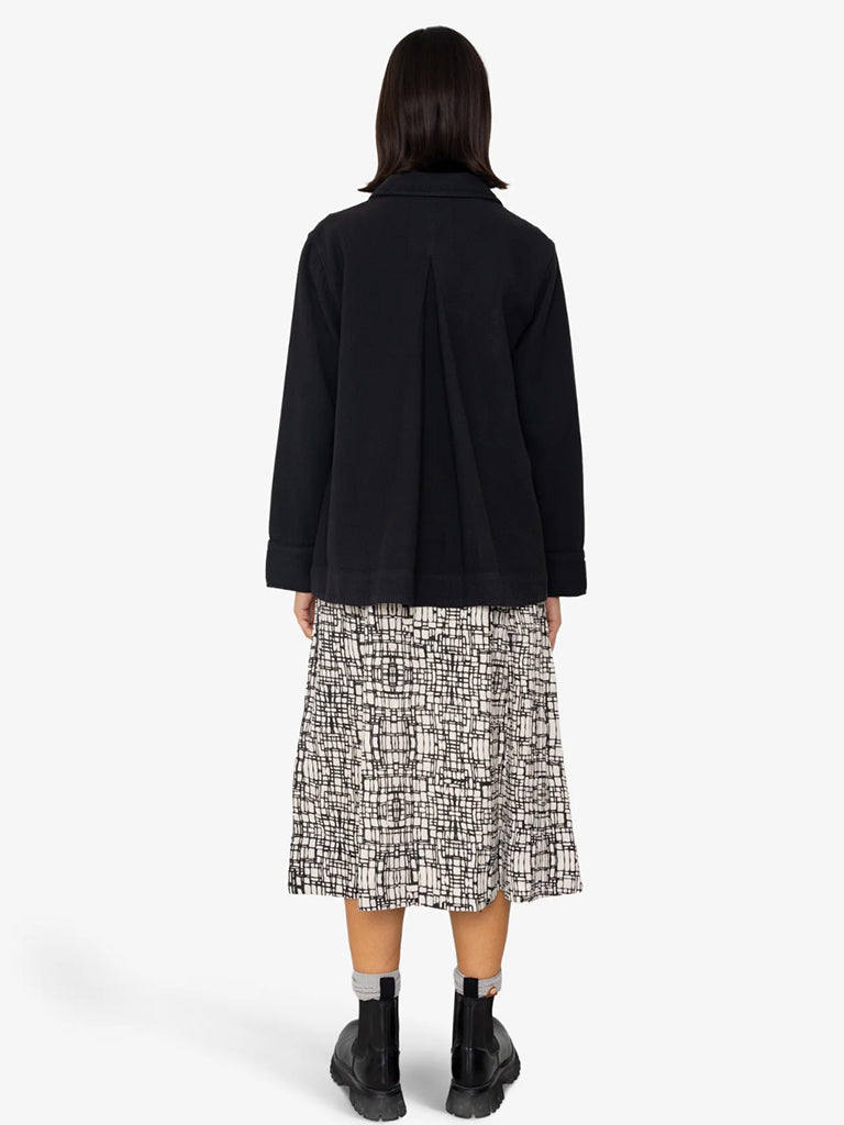 Folk Pleated Shirt in Black Basketweave