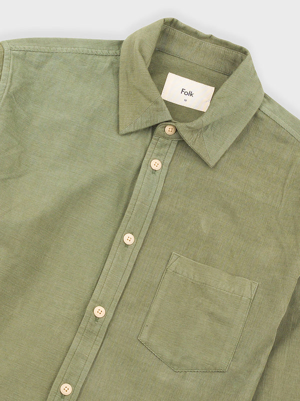 Folk Direction Babycord Shirt in Olive