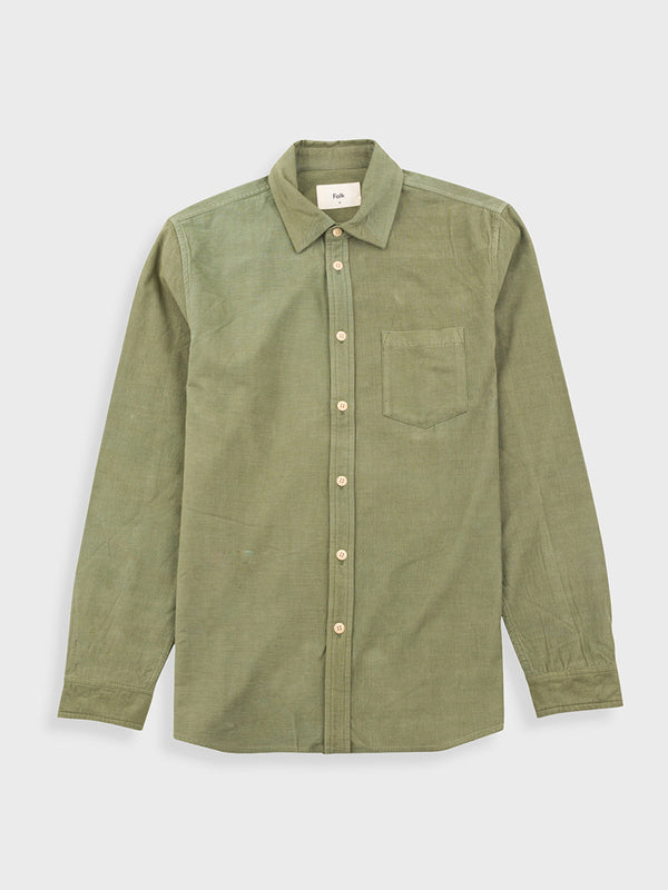 Folk Direction Babycord Shirt in Olive