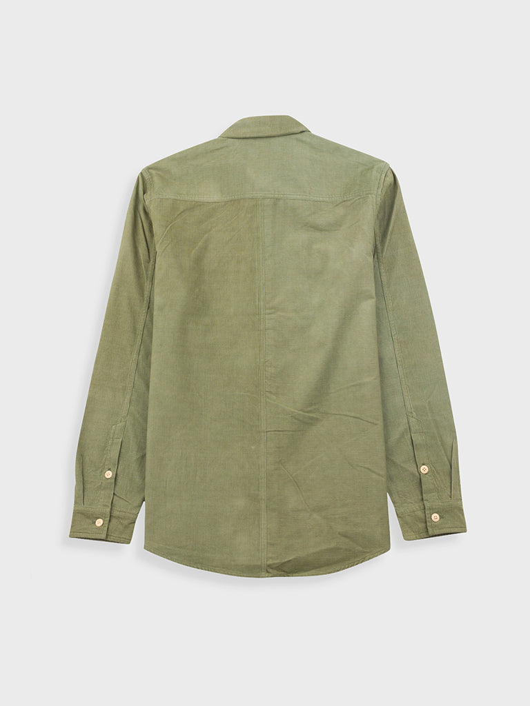 Folk Direction Babycord Shirt in Olive
