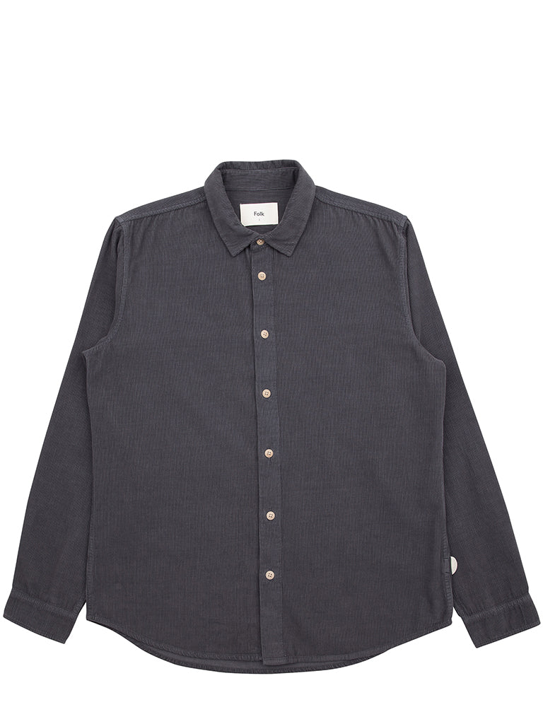 Folk Relaxed Baby Cord Shirt in Charcoal