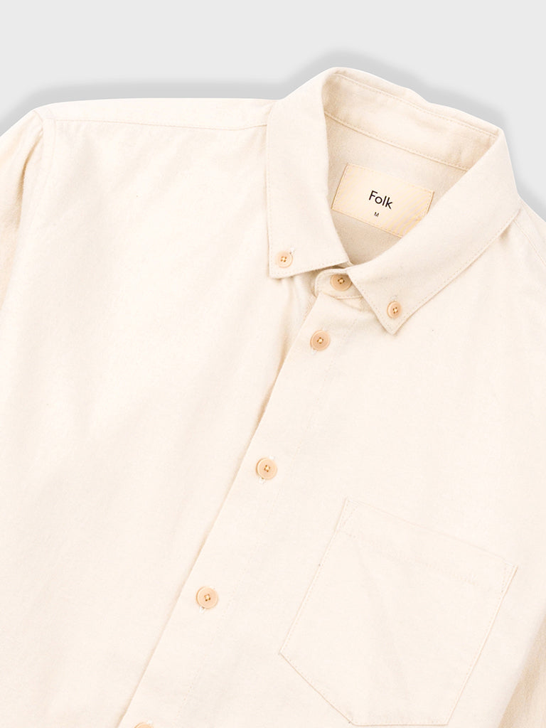 Folk Relaxed Fit Shirt in Ecru Flannel