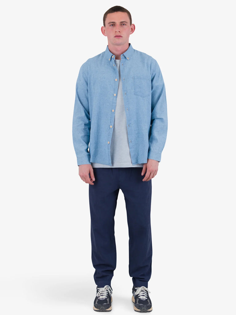 Folk Relaxed Fit Shirt in Indigo Microcheck