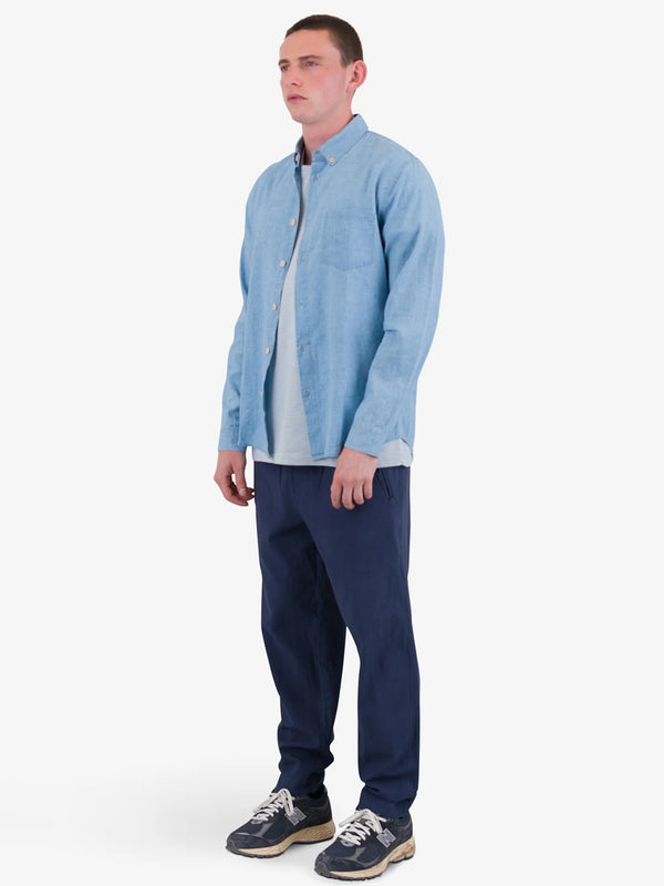 Folk Relaxed Fit Shirt in Indigo Microcheck