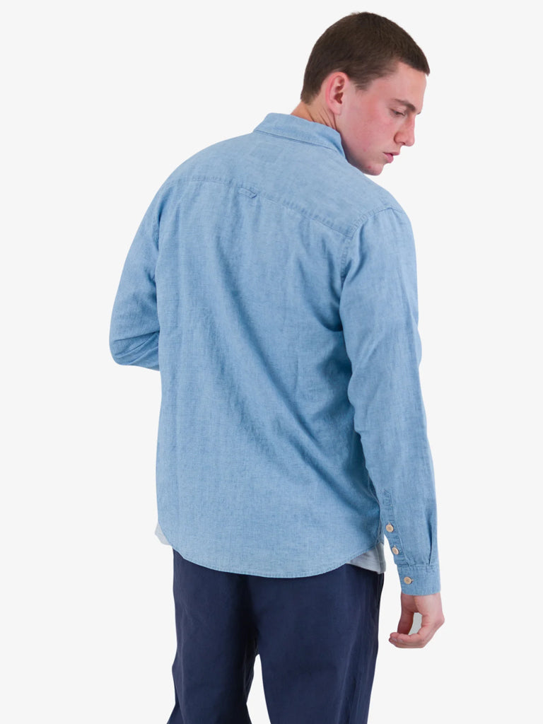 Folk Relaxed Fit Shirt in Indigo Microcheck