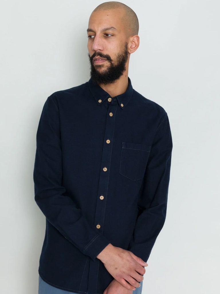 Folk Relaxed Fit Shirt in Navy Flannel