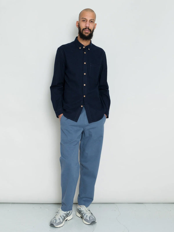 Folk Relaxed Fit Shirt in Navy Flannel