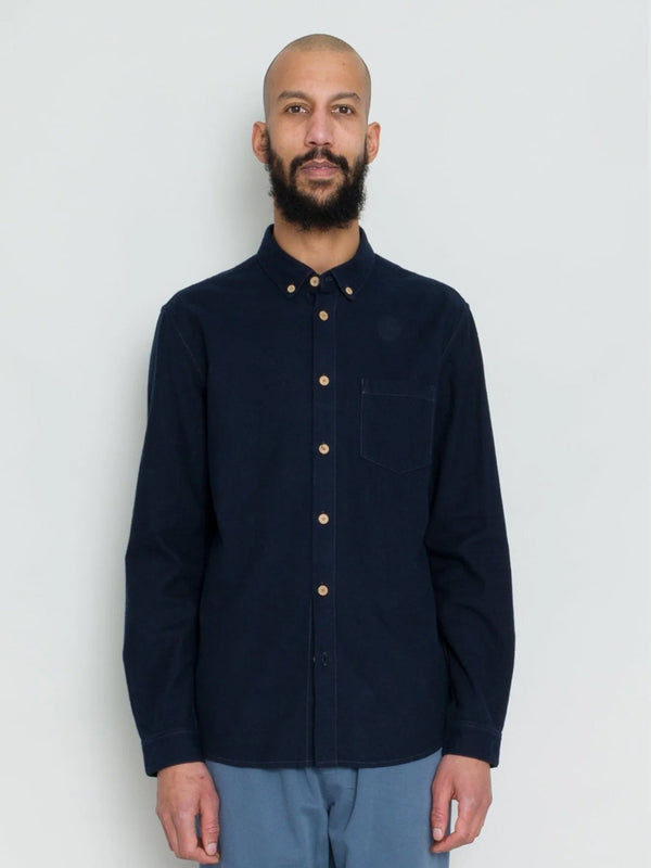 Folk Relaxed Fit Shirt in Navy Flannel