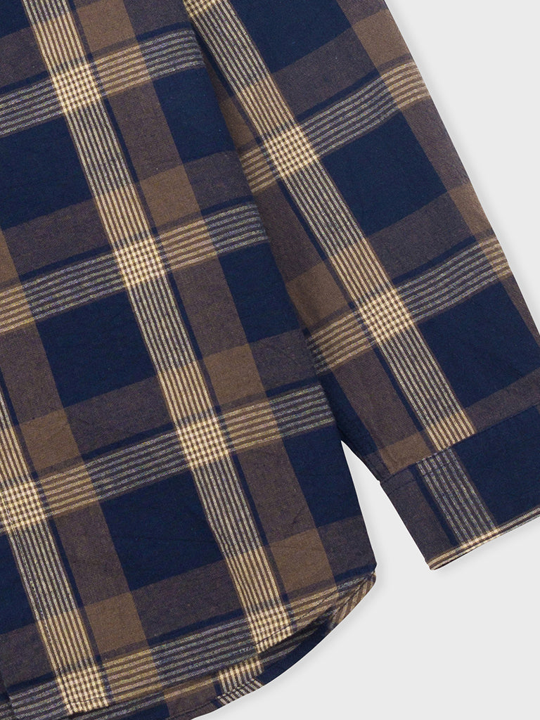 Folk Relaxed Fit Shirt in Navy Olive Check