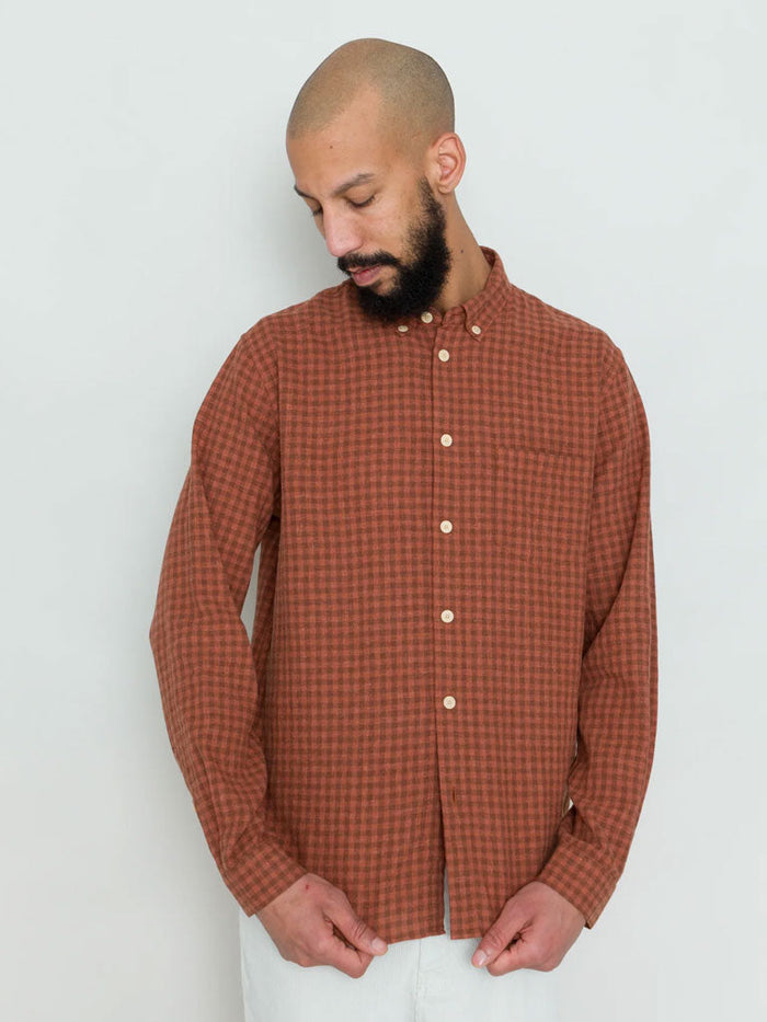 Folk Relaxed Fit Shirt in Rust Gingham