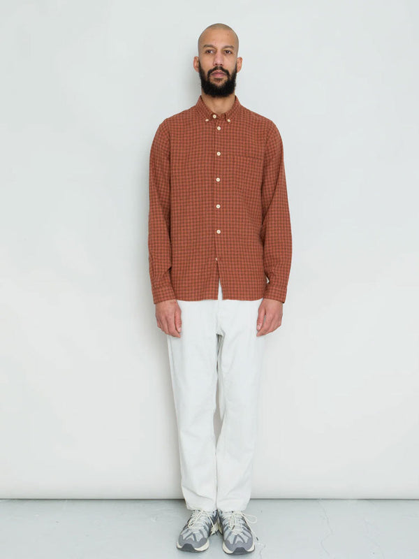 Folk Relaxed Fit Shirt in Rust Gingham