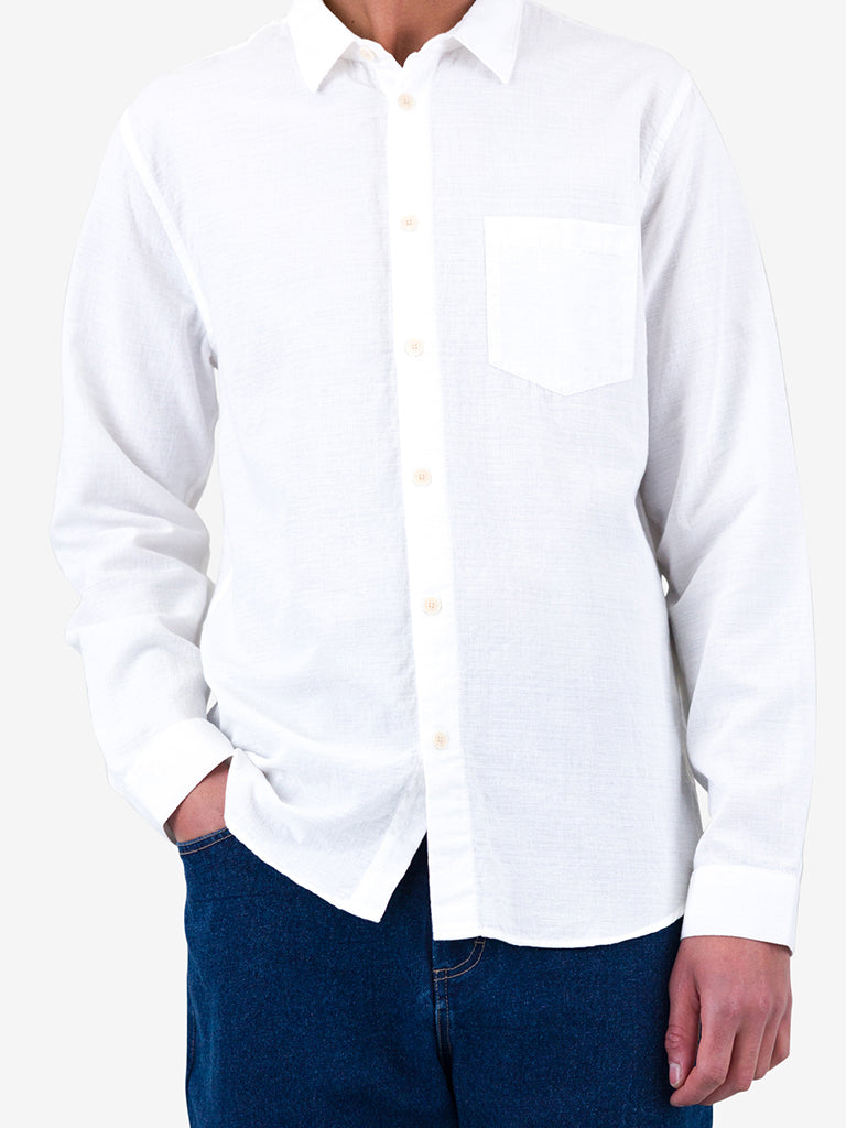 Folk Relaxed Fit Shirt in White Slub