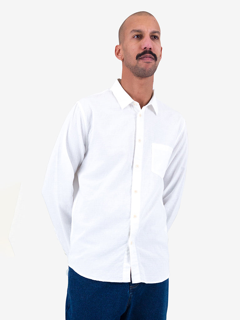 Folk Relaxed Fit Shirt in White Slub