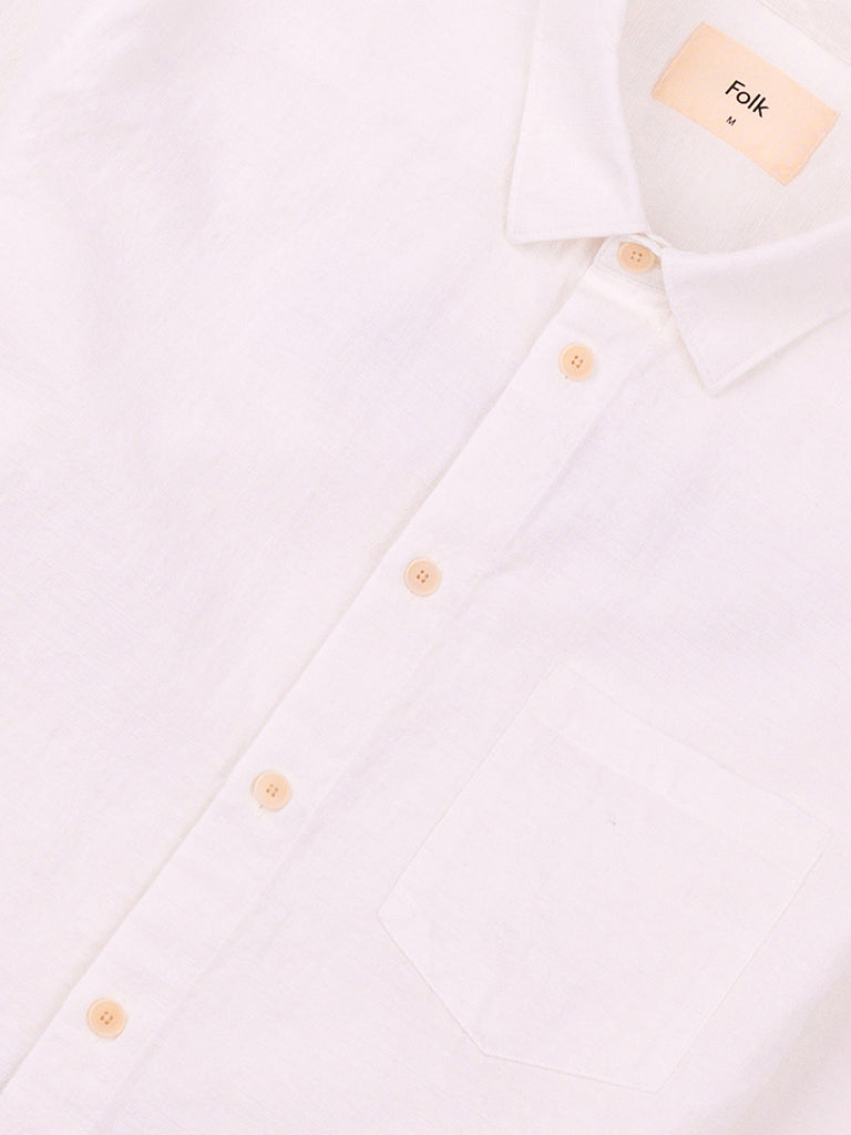Folk Relaxed Fit Shirt in White Slub