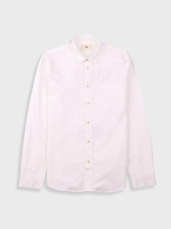 Folk Relaxed Fit Shirt in White Slub