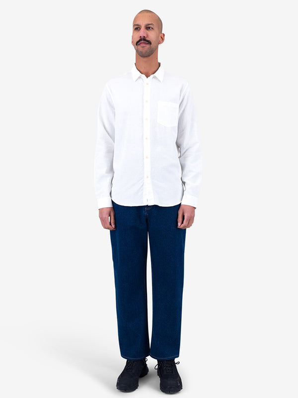 Folk Relaxed Fit Shirt in White Slub