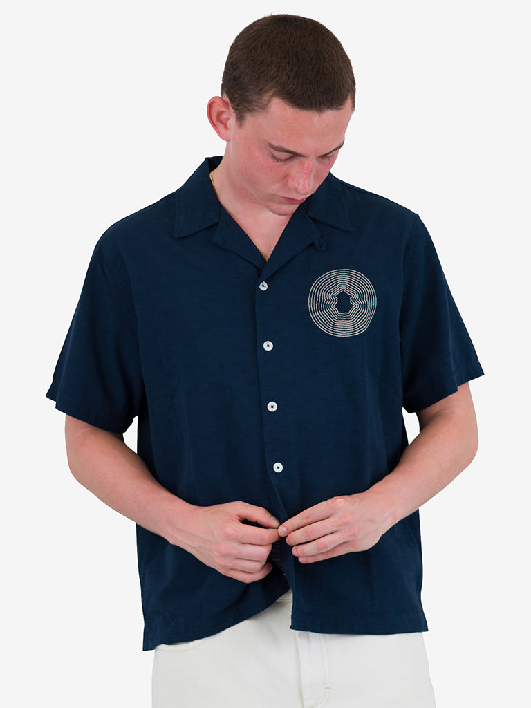 Folk Relaxed Soft Collar Shirt in Navy