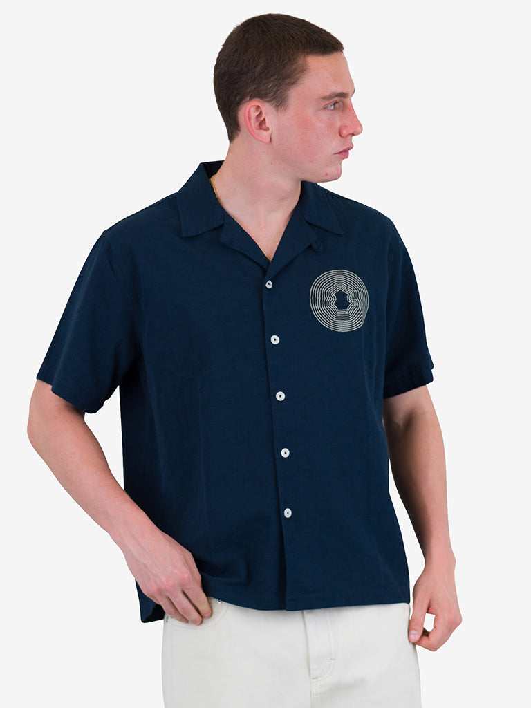 Folk Relaxed Soft Collar Shirt in Navy