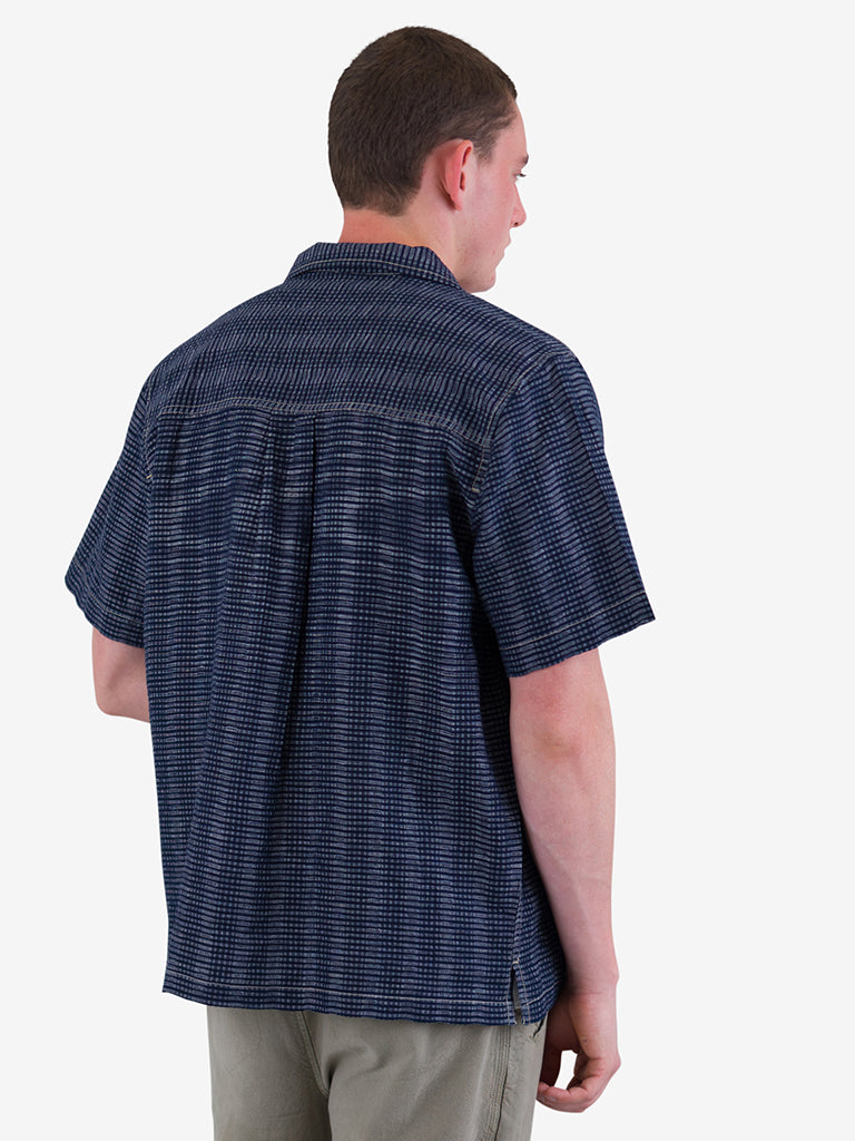 Folk Revere Shirt in Navy Textured Stripe