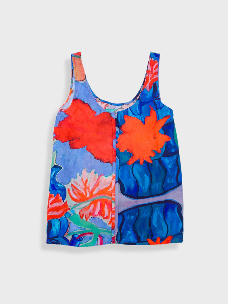 Folk Scoop Back Vest in Blue Tulip