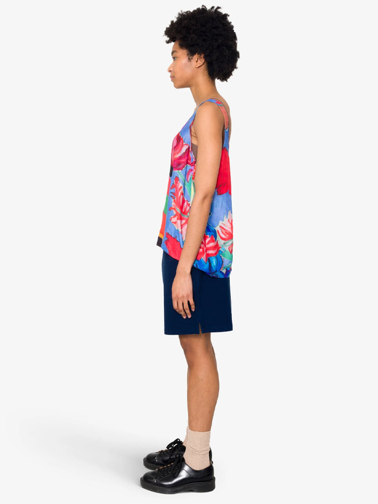 Folk Scoop Back Vest in Blue Tulip
