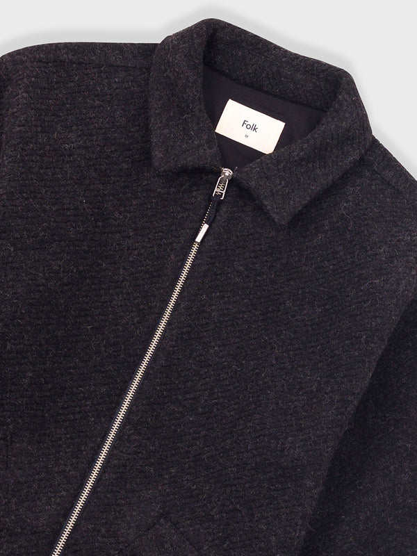 Folk Signal Blouson in Charcoal Wool