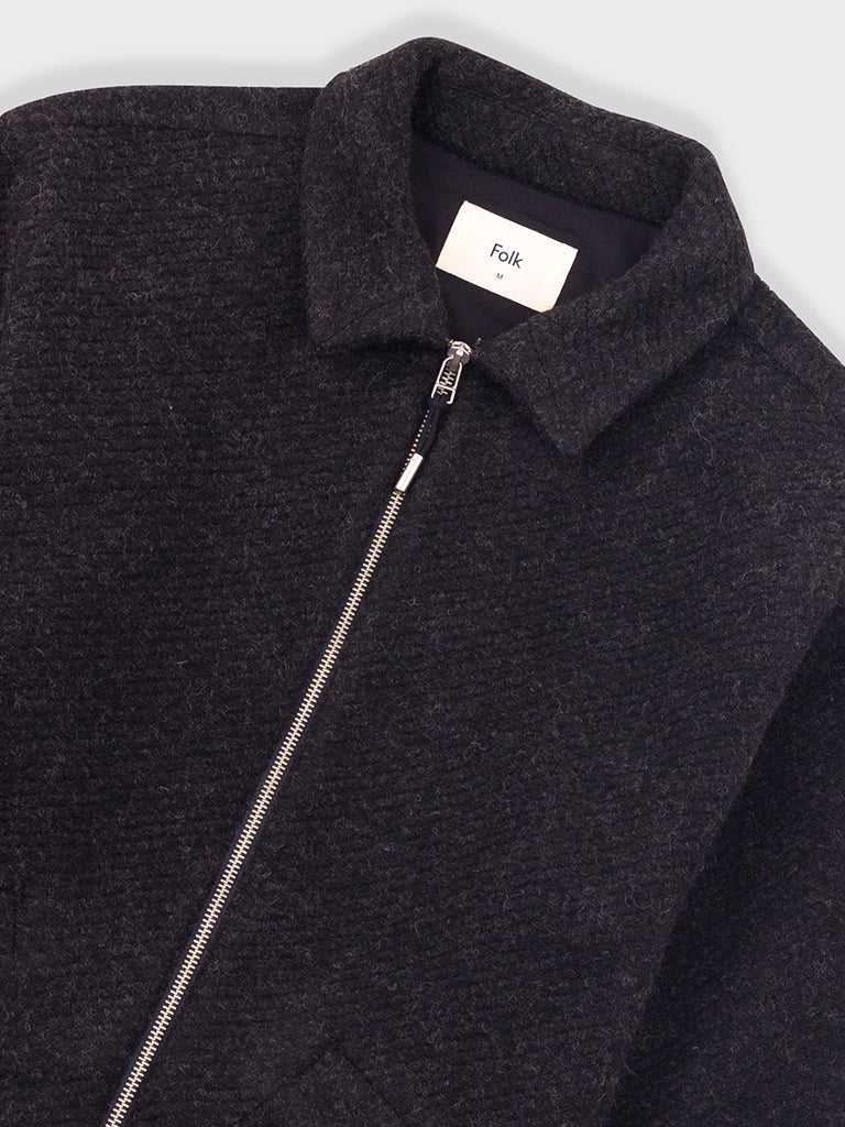 Folk Signal Blouson in Charcoal Wool
