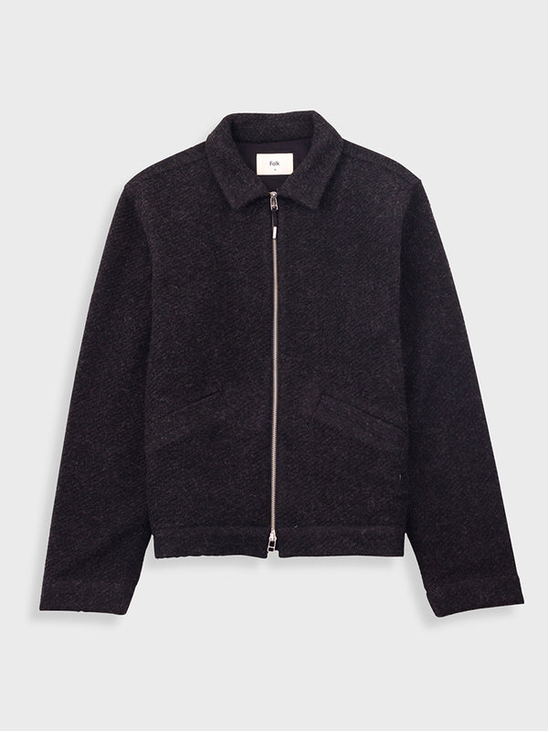Folk Signal Blouson in Charcoal Wool