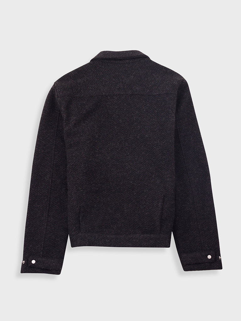 Folk Signal Blouson in Charcoal Wool