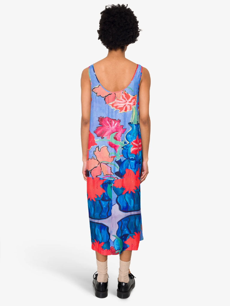 Folk Slip Dress in Blue Tulip