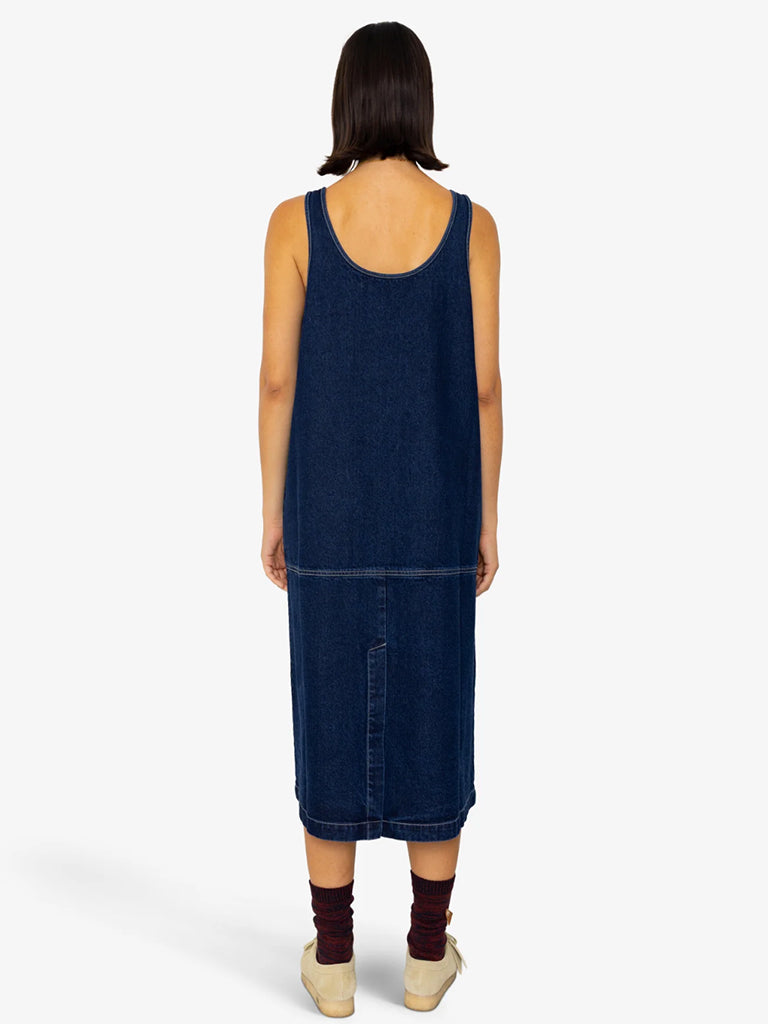 Folk Slip Dress in Indigo Denim